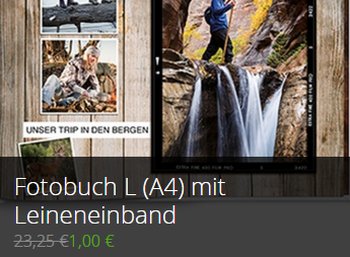 Fotobuch mit Leineneinband und 30 A4-Seiten für 5,95 Euro frei Haus