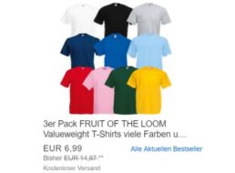 Ebay: Dreierpack T-Shirts von "Fruit of the Loom" für 6,99 Euro