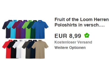 Ebay: Poloshirts von "Fruit of the Loom" für 8,99 Euro frei Haus