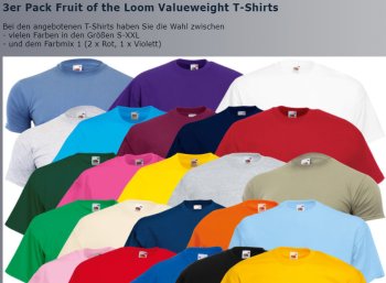 Fruit of the Loom: Dreierpack T-Shirts für 6,99 Euro frei Haus