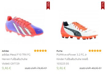 Outlet46: Fußballschuhe von Adidas, Puma und Nike ab 9,46 Euro frei Haus