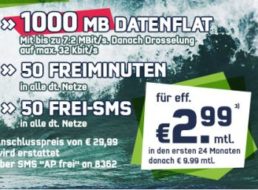 Getmobile: GByte-Datenflat, 50 Minuten und 50 SMS für 2,99 Euro im Monat