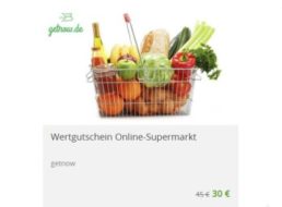 Getnow: Gutschein über 45 Euro für 30 Euro bei Groupon