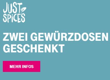 Gratis: Zwei Gewürzdosen von "Just Spices" für Telekom-Kunden geschenkt