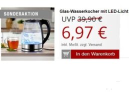 Druckerzubehoer.de: Glas-Wasserkocher mit LED-Licht für 12,94 Euro