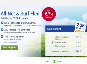 GMX: 20 Euro zum Handy-Schnäppchenvertrag im D-Netz geschenkt