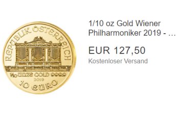 Ebay: Goldmünze "Wiener Philharmoniker 2019" für 127,50 Euro frei Haus