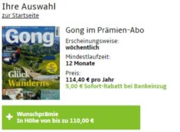 Gong: Jahresabo für 109,40 Euro mit Gutschein über 110 Euro