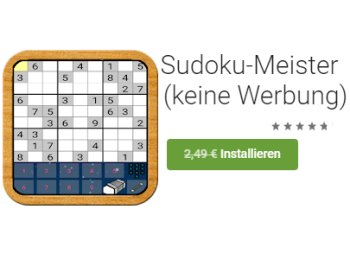 Gratis: App "Sudoku-Meister" für 0 statt 2,49 Euro