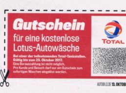 Total: Gratis-Autowäsche im Wert von 10 Euro via "Auto Bild"