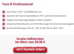 Gratis: Vollversion von "Text-R Professional" im Wert von 29,90 Euro