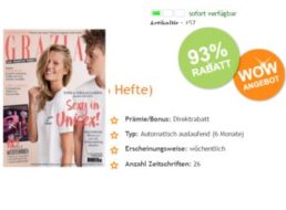 Grazia: 26 Ausgaben für 4,95 Euro, Abo endet automatisch