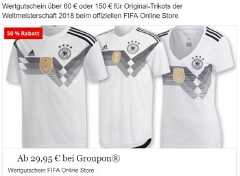 Groupon: 30 bis 50 Euro Rabatt im Fifa-Store zur WM 2018 (Bild: Groupon.de)