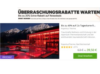 Groupon: Bis zu 20 Prozent Rabatt auf Reisedeals