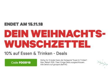 Groupon: Restaurant-Gutscheine nochmals um zehn Prozent rabattiert