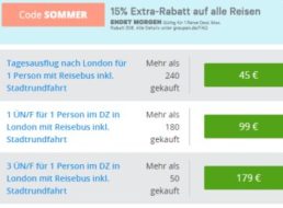 Groupon: 15 Prozent Reise-Rabatt bis Donnerstag abend