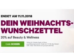 Groupon: 20 Prozent Rabatt auf Beauty und Wellness bis Sonntag