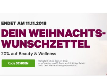 Groupon: 20 Prozent Rabatt auf Beauty und Wellness bis Sonntag