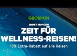 Groupon: 15 Prozent Rabatt auf alle Reisen, maximal 20 Euro