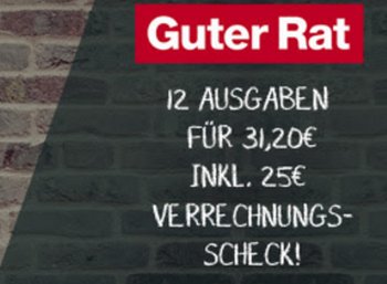 Guter Rat: Jahresabo für 6,20 Euro dank Verrechnungsscheck