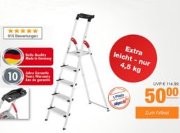 Plus: Aluminium-Sicherheitsleiter Hailo Profistep XXL für 50 Euro frei Haus