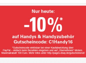 Ebay: Zehn Prozent Rabatt auf Handys und Zubehör für einen Tag