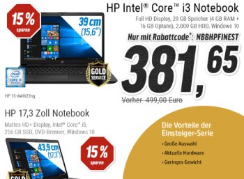 Notebooksbilliger.de: 20 Prozent Rabatt auf HP-Notebooks für wenige Tage