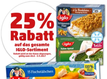 Penny: 25 Prozent Rabatt auf das gesamte Iglo-Sortiment