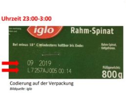 Iglo: Rückruf wegen Plastikteilen in Rahm-Spinat