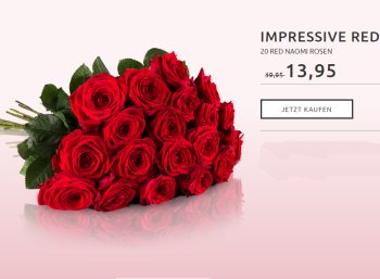 Miflora: 20 langstielige rote Rosen für 18,90 Euro inklusive Lieferung