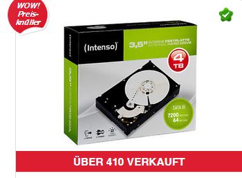 Intenso Festplatte mit vier TByte für 99,90 Euro