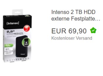 Intenso: Externe Festplatte mit zwei TByte für 65,01 Euro frei Haus