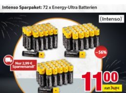 Völkner: Intenso-Sparpaket mit 72 Batterien für 13,99 Euro frei Haus