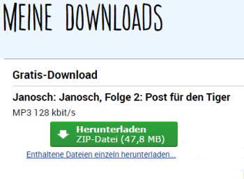 Gratis: Janosch-Hörbuch "Post für den Tiger" zum Nulltarif