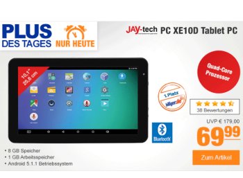 Plus: Einsteiger-Tabelt Jaytech XE10D für 69,99 Euro frei Haus