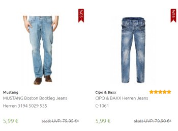 Outlet46: Jeans von Mustang, Lee, Wrangler und anderen ab 5,99 Euro