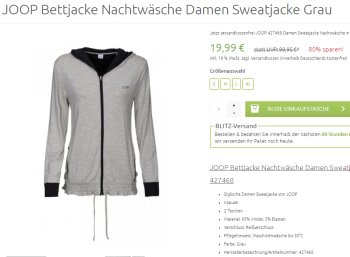 Joop: Damen-Sweatjacke für 19,99 Euro frei Haus