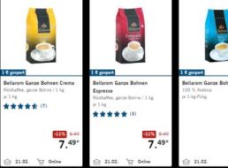 Lidl: Kilogramm-Packung Kaffeebohnen für 7,49 Euro am Super-Samstag