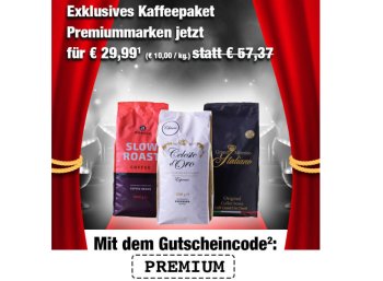 Kaffevorteil: Drei Kilo Kaffeebohnen für 29,99 Euro frei Haus