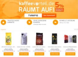 Kaffeevorteil.de: 5 Prozent Rabatt auf bereits reduzierte Markenpackungen