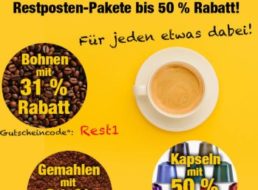 Kaffeevorteil: Restposten mit vier Kilo Kaffee für 34,95 Euro frei Haus