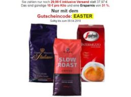 Kaffevorteil.de: 3 Kilo Kaffeebohnen für 29,99 Euro frei Haus