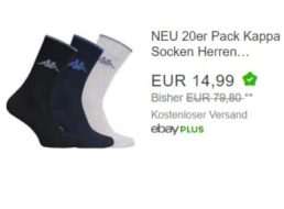 Ebay: 20 Paar Socken von Kappa für 14,99 Euro frei Haus