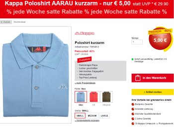 Kappa: Poloshirts für 5 Euro plus Versand