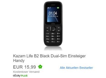 Ebay: Dualsim-Handy Kazam Life B2 für 15,99 Euro frei Haus