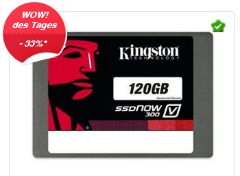 Kingston SSDNow V300 mit 120 GByte für 49,90 Euro frei Haus