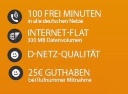 Klarmobil: D-Netz-Tarif mit 300 MByte und 100 Freiminuten für 3,95 Euro