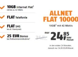 Klarmobil: Allnet-Flat mit 10 GByte im D-Netz für 24,85 Euro pro Monat