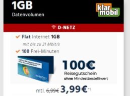 Gratis: Holidaycheck-Gutschein über 100 Euro zur GByte-Flat für 3,99 Euro