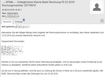 Warnung: Angebliche Klarna-Mails mit Schadsoftware unterwegs